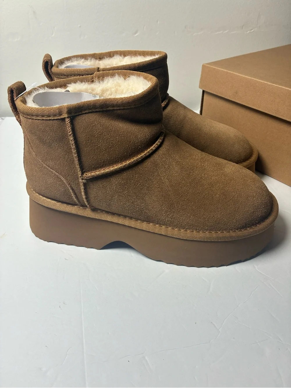 Men's Suede Shearling-Lined Ankle Boots - Brown